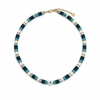 Mother of Pearl Evil Eye Beaded Necklace - Georgina Nicol