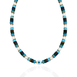 Mother of Pearl Evil Eye Beaded Necklace - Georgina Nicol