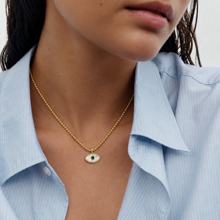 Mother of Pearl Evil Eye Beaded Necklace - Georgina Nicol