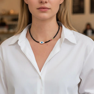 Mother of Pearl Evil Eye Protection Necklace - Georgina Nicol