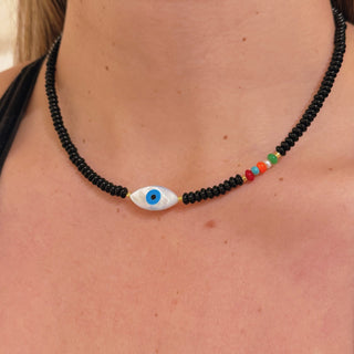 Mother of Pearl Evil Eye Protection Necklace - Georgina Nicol