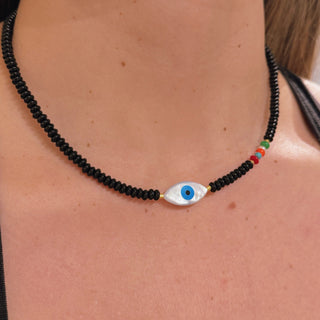 Mother of Pearl Evil Eye Protection Necklace - Georgina Nicol