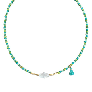 Mother of Pearl Hamsa Hand Beaded Necklace - Georgina Nicol