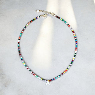 Mother of Pearl Initial Colorful Crystal Necklace - Georgina Nicol
