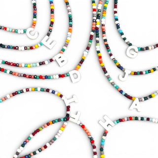 Mother of Pearl Initial Colorful Crystal Necklace - Georgina Nicol