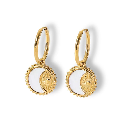 Mother of Pearl Sun Hoop Earrings - Georgina Nicol