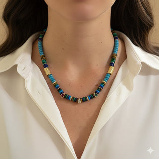Multicolor Beaded Necklace with CZ Drops - Georgina Nicol