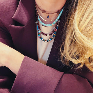 Multicolor Beaded Necklace with CZ Drops - Georgina Nicol