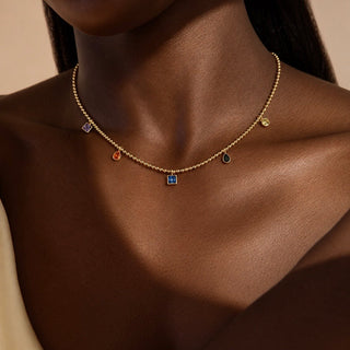 Multicolor Geometric CZ Gold Beaded Necklace - Georgina Nicol