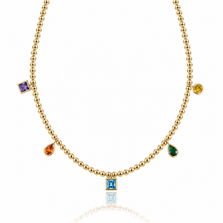 Multicolor Geometric CZ Gold Beaded Necklace - Georgina Nicol