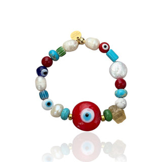 Murano Evil Eye Bracelet — Mixed Beads & Natural Gemstones - Georgina Nicol
