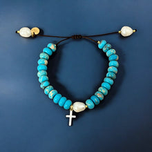 Load image into Gallery viewer, My Energy Is Balanced and Blessed — Turquoise, Pearl &amp; Cross Bracelet - Georgina Nicol
