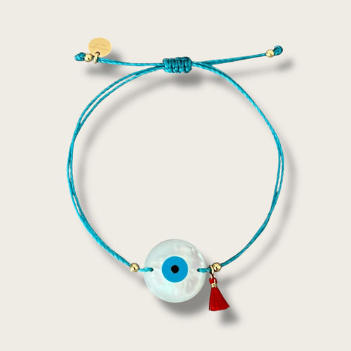 My Energy Is Protected — Mother of Pearl Evil Eye Bracelet - Georgina Nicol