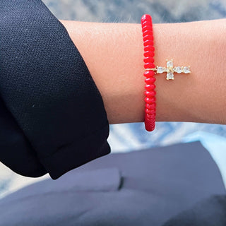 My Faith Gives Me Strength — Red Beaded Cross Bracelet - Georgina Nicol