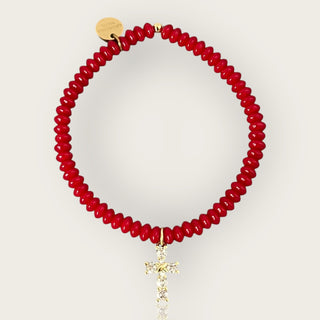 My Faith Gives Me Strength — Red Beaded Cross Bracelet - Georgina Nicol