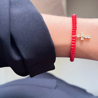 My Faith Gives Me Strength — Red Beaded Cross Bracelet - Georgina Nicol