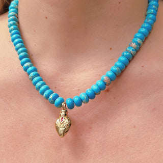 My Faith Protects and Strengthens Me — Sacred Heart of Jesus Turquoise Necklace - Georgina Nicol