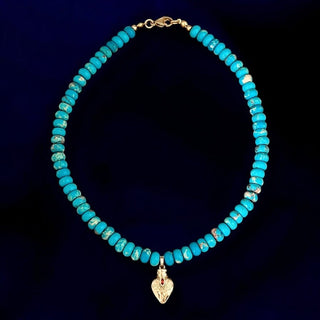 My Faith Protects and Strengthens Me — Sacred Heart of Jesus Turquoise Necklace - Georgina Nicol