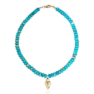 My Faith Protects and Strengthens Me — Sacred Heart of Jesus Turquoise Necklace - Georgina Nicol