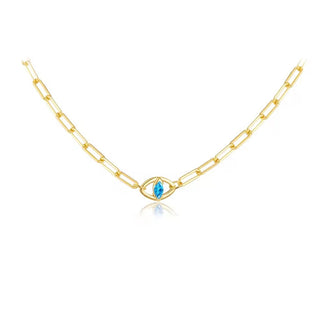 My Path Is Always Protected — CZ Tiny Eye Paper Clip Necklace - Georgina Nicol