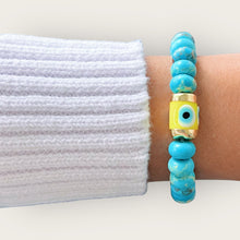 Load image into Gallery viewer, My Path Is Clear and Protected — Turquoise Evil Eye Bracelet - Georgina Nicol
