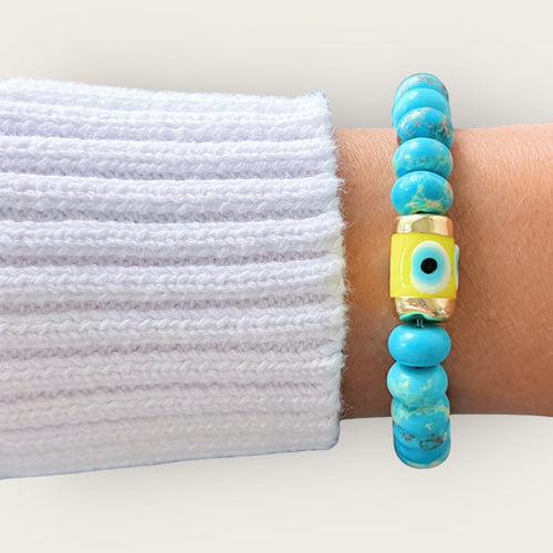 My Path Is Clear and Protected — Turquoise Evil Eye Bracelet - Georgina Nicol