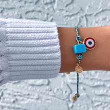 Load image into Gallery viewer, My Spirit Is Guarded, My Energy Is Blessed — Nazar &amp; Turquoise Cube Bracelet - Georgina Nicol
