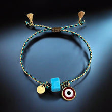 Load image into Gallery viewer, My Spirit Is Guarded, My Energy Is Blessed — Nazar &amp; Turquoise Cube Bracelet - Georgina Nicol
