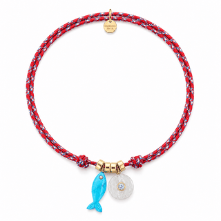 Turquoise Gemstone Fish Red Cord Adjustable Necklace Summer Jewelry 