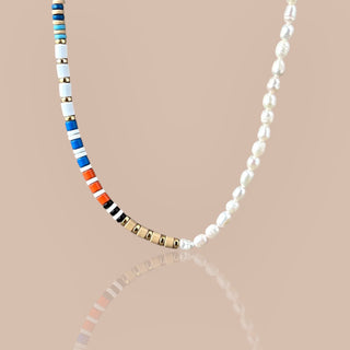 Nude Colorful Beaded Freshwater Pearl Choker - Georgina Nicol