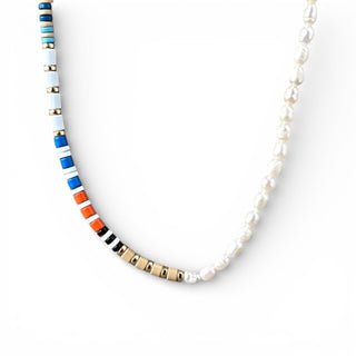 Nude Colorful Beaded Freshwater Pearl Choker - Georgina Nicol