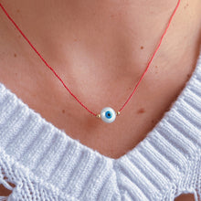 Load image into Gallery viewer, Only Good Energy Reaches Me — Evil Eye Red Thread Necklace - Georgina Nicol
