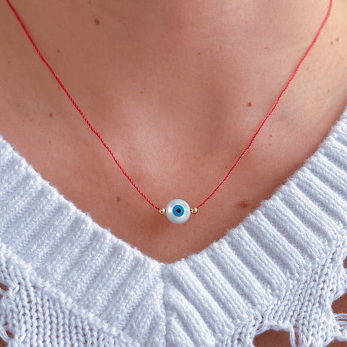 Only Good Energy Reaches Me — Evil Eye Red Thread Necklace - Georgina Nicol