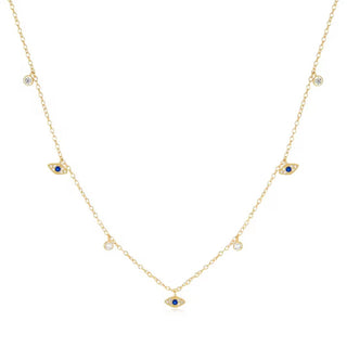 Only Good Energy Surrounds Me — CZ Tiny Evil Eye Necklace - Georgina Nicol