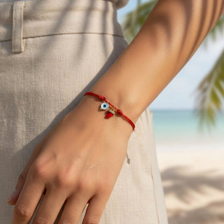 Only Good Energy Surrounds Me Evil Eye and Red Italian Cornicello Bracelet - Georgina Nicol