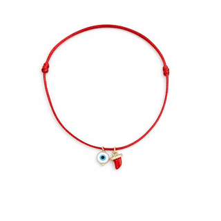 Only Good Energy Surrounds Me Evil Eye and Red Italian Cornicello Bracelet - Georgina Nicol