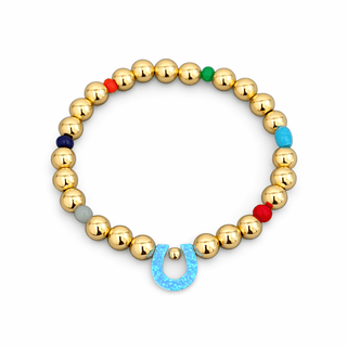 Opal Horseshoe Gold Ball Bracelet - Georgina Nicol