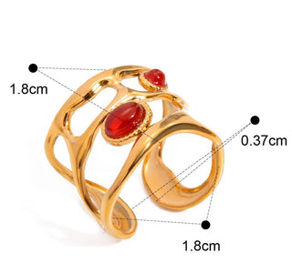 Passion & Power – Vintage Red Gemstone Adjustable Ring - Georgina Nicol