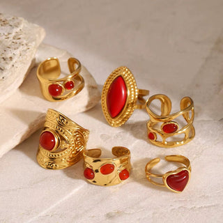 Passion & Power – Vintage Red Gemstone Adjustable Ring - Georgina Nicol