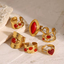 Load image into Gallery viewer, Passion &amp; Power – Vintage Red Gemstone Adjustable Ring - Georgina Nicol
