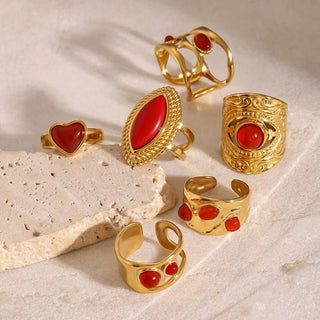 Passion & Power – Vintage Red Gemstone Adjustable Ring - Georgina Nicol