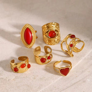 Passion & Power – Vintage Red Gemstone Adjustable Ring - Georgina Nicol