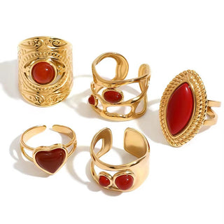 Passion & Power – Vintage Red Gemstone Adjustable Ring - Georgina Nicol