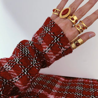 Passion & Power – Vintage Red Gemstone Adjustable Ring - Georgina Nicol