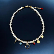 Load image into Gallery viewer, Pearls and Symbols That Protect My Journey Necklace - Georgina Nicol
