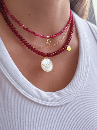 Personalized with Love — Ruby Beaded Initial Necklace - Georgina Nicol