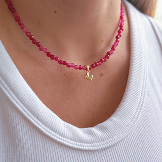 Personalized with Love — Ruby Beaded Initial Necklace - Georgina Nicol