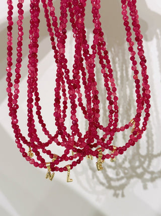 Personalized with Love — Ruby Beaded Initial Necklace - Georgina Nicol