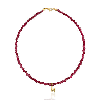 Personalized with Love — Ruby Beaded Initial Necklace - Georgina Nicol