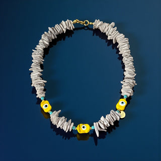 Positive Energy Yellow Evil Eye Shell Necklace - Georgina Nicol